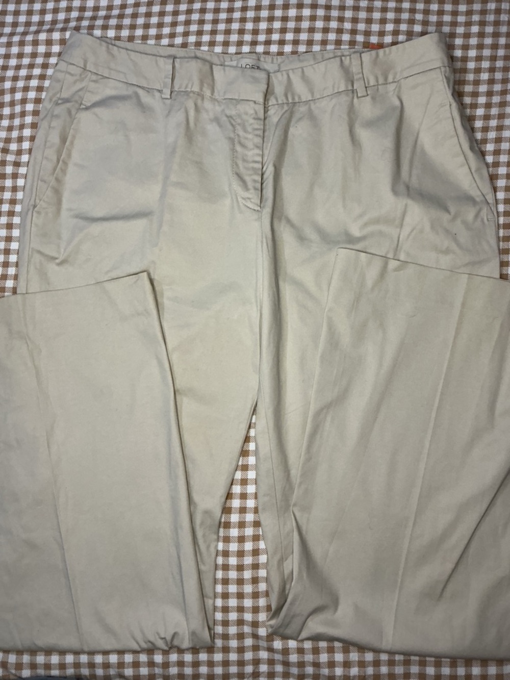Office LOFT Women's Size 12 Beige Straight Leg Pants Flat